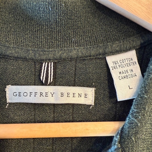 ✨ GEOFFREY BEENE Designer Ribbed Polo Pullover - Sophisticated Sage Green ✨ - Picture 2 of 13